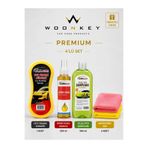 woonkey Premium 4'lü Oto Bakım Seti Cilalı Oto Şampuanı 500 ml Sprey Koku Vanilya 250 ml Mikrofiber Bez Oto Yıkama Süngeri