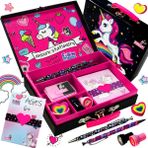 WOOODLIFY Çocuklar için Unicorn Kırtasiye Seti - 6, 7, 8, 9, 10-12 Yaş Kızlar için Tek Boynuzlu At Hediyeleri - Sabit Mektup Yazma Seti - En İyi Kız Doğum Günü Hediyesi