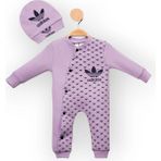 Woops Baby Marka Addas Desen Şapkalı Tulum 6-24 Ay - Lila - 2 Yaş