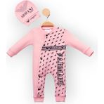 Woops Baby Marka Armany Desen Şapkalı Tulum 6-24 Ay - Pembe - 2 Yaş