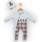 Woops Baby Marka Borberi Desen Şapkalı Tulum Unisex 6-24 Ay - 2 Yaş - Bebe Mavi