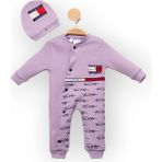 Woops Baby Marka Tomm Desen Şapkalı Tulum 6-24 Ay - Lila - 2 Yaş