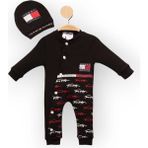 Woops Baby Marka Tomm Desen Şapkalı Tulum 6-24 Ay - Siyah - 2 Yaş