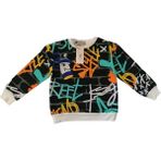 Woorage Erkek Çocuk Siyah Sweatshirt Neon Baskılı Pamuklu Kumaş Rahat Kalıp - 5 - 6 Yaş
