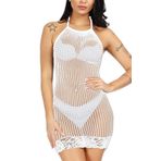 WOOSIFUN Kadın Halter File Babydoll İç Çamaşırı Kombinezon Gecelik Mini Oyuncak Elbise Tek Beden Tek Parça, Beyaz, Tek Beden