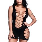 Woosifun Kadınlar Seksi File Iç çamaşırı Pijama V Yaka Babydoll Kombinezon Gecelik Mini Oyuncak Elbise Elbise Bir Boyut, Siyah, Tek Beden