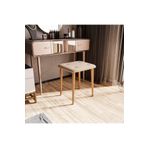 WOOVEN DESIGN Gürgen Ahşap Ayaklı, Renkli Kumaş Puf Tabure Makyaj Masası Sandalyesi Puf Kare Tabure, Puf Bench