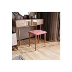 WOOVEN DESIGN Gürgen ahşap ayaklı, renkli kumaş puf tabure Makyaj masası sandalyesi Puf Kare Tabure