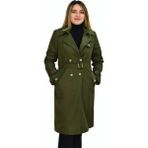 Woow Kadın Kemerli Trençkot K3064 BGL-ST03286 - Haki