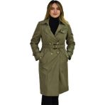 Woow Kadın Kemerli Trençkot K3064 BGL-ST03286 - Yeşil - XL