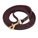 WOPOKY 4FT / 5FT / 6FT Geninue Deri Tasma, Küçük ve Orta Ölçekli Köpekler Eğitimi ve Yürüyüşü için - Renk Siyah / Kahverengi (4FT, Kahverengi)