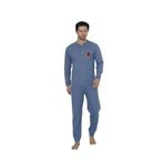 Wordex Falkom 5006 İnterlok Kalın Kışlık Çizgili Erkek Ev Pijama Takımı (Mavi, M)
