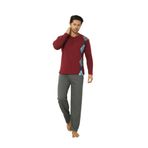Wordex Falkom 5010 İnterlok Kalın Kışlık Desenli Erkek Ev Pijama Takımı (Bordo, M)