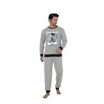 Wordex Falkom 5011 İnterlok Kalın Kışlık Baskılı Erkek Ev Pijama Takımı (Gri, XL)