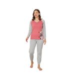 Wordex Fawn 04-3024 İnterlok Kumaş Minnoş Kedili Kışlık Ev Kadın Pijama Takımı (Pembe, L)