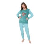 Wordex Fawn 04-3301 Peluş Welsoft Polar Kışlık Yumoş Geyikli Kadın Pijama Takımı (Yeşil, S)