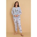 Wordex Fawn 1204 Peluş Welsoft Polar Kışlık Yumoş Pandalı Kadın Pijama Takımı