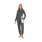 Wordex Fawn 4002 İnterlok Kışlık Tavşanlı Kadın Pijama Takımı (Antrasit, XL)