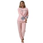 Wordex Fwn 3012 Peluş Welsoft Polar Kışlık Yumoş Kadın Pijama Takımı Soft Pembe (Soft Pembe, XL)