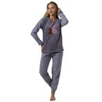 Wordex Fwn 5015 Peluş Welsoft Polar Kışlık Yumoş Kadın Pijama Takımı Gri (Gri, XL)