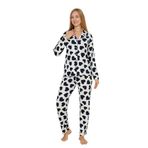 Wordex MR 9508 Kalpli Milan Yumuşak Kumaş Boydan Düğmeli Kadın Pijama Takımı (Beyaz-Lacivert, L)