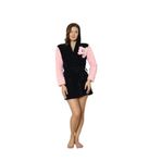Wordex Peluş Panda Nakışlı Kadın Sabahlık, Kapüşonlu, Gri (Siyah, L-XL)