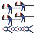 Workpro Mini Tek ve Yaylı Mengene Seti 8x 4 Vidalı Mengene 4 yaylı Kelepçe Ağız Genişliği 45 mm/60 mm Ahşap İşleri İçin El Mengenesi