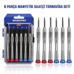 Workpro WP200549 6 Parça Profesyonel S2 Manyetik Saatçi Tornavida Seti - Çok Renkli