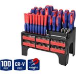 Workpro WP200560 100 Parça Duvar Askı Aparatlı Profesyonel Cr-V Manyetik Tornavida ve Bits Uç Seti - Mavi