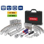 Workpro WP202535 1/4'’ 1/2'’ 108 Parça Cr-V Metrik Profesyonel Lokma Takımı - Bej