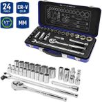 Workpro WP202564 1/2'’ Cr-V 24 Parça Metrik Ağır Hizmet Lokma Takımı - Gri