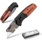 Workpro WP211035 Ağır Hizmet Çelik/ahşap Gövde Katlanır Rötuş Maket Bıçağı + 11 Adet Yedek Bıçak - Kahverengi