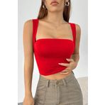 World Fashion Trends Kare Yaka Esnek Crop Bluz WFT7080