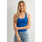World Fashion Trends SAKS MAVİSİ Halter Yaka Crop Top Body