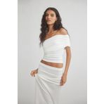 World Fashion Trends Tek Kol Full Büzgülü Esnek Crop Top Bluz