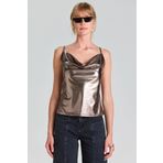 World Fashion Trends WFT2806 İp Askılı Parlak Bronz Bluz