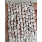 WORLD WIDE GEMS Doğal Beyaz Aytaşı Nuggets Pürüzsüz Boncuk 6mm 15 inç Uzun Dize Takı Yapımı Değerli Taş Boncuk Kolye Bilezik için