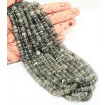 WORLD WIDE GEMS Doğal Gri Aytaşı lastik Pürüzsüz Boncuklar 6-8mm 8 inç Uzun Dize Takı Yapımı Değerli Taş Boncuk Kolye Bilezik için