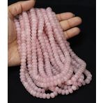 WORLD WIDE GEMS Doğal güzel gül kuvars rondelle pürüzsüz boncuklar 6-8 mm 7 inç uzun dize takı yapımı değerli taş boncuk kolye bilezik için