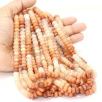 WORLD WIDE GEMS Doğal Güzel Şeftali Kahverengi rondelle Pürüzsüz Boncuklar 8-10mm 8 inç Uzun Dize Takı Yapımı Değerli Taş Boncuk Kolye Bilezik için