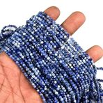 WORLD WIDE GEMS Doğal Hakiki AAA Doğal Mavi Sodalit rondelle Yönlü Boncuklar 3 mm 13 inç Uzun Dize Takı Yapımı Değerli Taş Boncuk Kolye Bilezik için