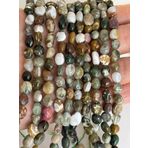 WORLD WIDE GEMS Doğal Okyanus Jasper Nuggets Pürüzsüz Boncuklar 6mm 10 inç Uzun Dize Takı Yapımı Değerli Taş Boncuk Kolye Bilezik için