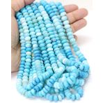 WORLD WIDE GEMS Doğal SkyBlue Opal Rondelle Pürüzsüz Boncuklar 7x9 38 cm Uzun String Takı Yapımı Değerli Taş Boncuk Kolye Bilezik için