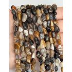 WORLD WIDE GEMS Doğal Taşlaşmış Ahşap Nuggets Pürüzsüz Boncuklar 5mm 16 inç Uzun Dize Takı Yapımı Değerli Taş Boncuk Kolye Bilezik için