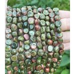 WORLD WIDE GEMS Doğal Unakite Nuggets Pürüzsüz Boncuklar 4mm 16 inç Uzun Dize Takı Yapımı Değerli Taş Boncuk Kolye Bilezik için