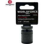 Worldforce Darbeli Lokma 19MM Kısa 6 Köşe 1/2'' Cr-Mo - Siyah