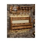 worldofwood Masif Çam El Yapımı Şaraplık ve Kadeh Standı