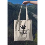 Worlds Best Dad Babalar Günü Babaya Hediye Baskılı %100 Pamuklu Ham Bez Bej Çanta