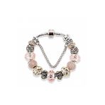 Worldshop Pandora Tarz, Pink Kristal Gold Charmlı Bileklik, Ahşap Kutu Içerisinde, Yeni Yıl, Yılbaşı Hediye