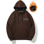 Worry Sırt Baskılı Oversize Kapşonlu Sweatshirt - XL - Kahve
